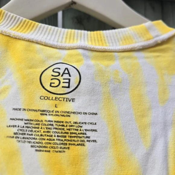 Sage Collective Yellow Tie Dye Muscle Tank Sleeveless Athleisure Top - Large - Picture 3 of 3